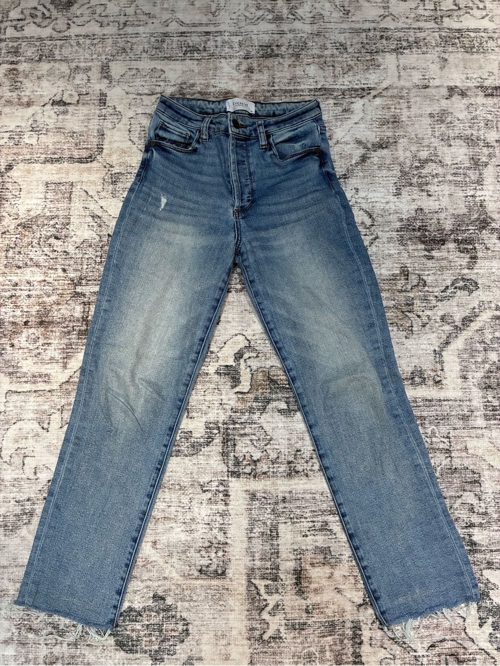 EVEREVE-Ever Straight- High-Rise Straight Crop Jeans in Light Blue